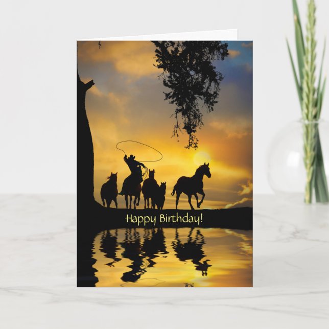 Birthday Country Western Cowboy Happy Trails Card (Front)