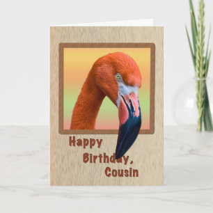 Birthday, Cousin, Flamingo Bird Card