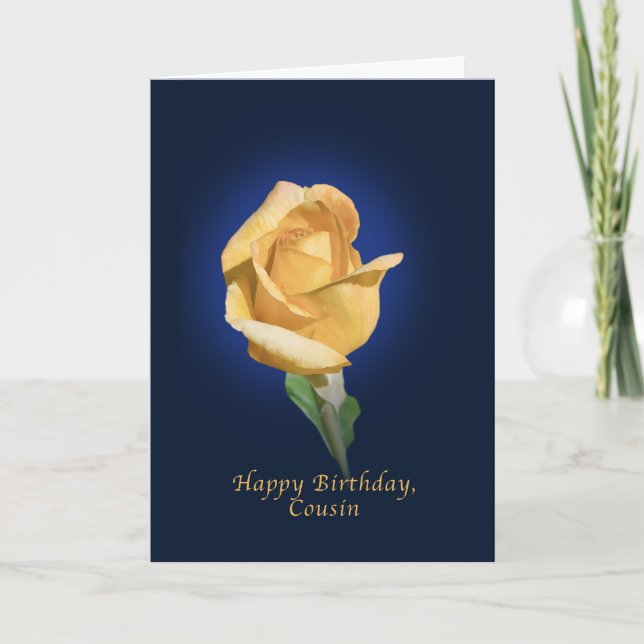 Birthday,  Cousin, Yellow Rose Bud Card (Front)