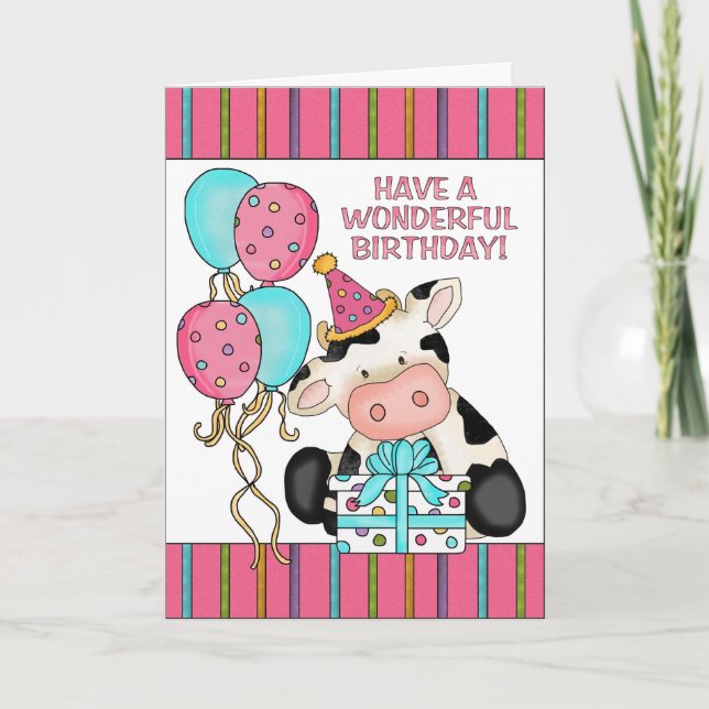Birthday Cow Greeting card (Front)