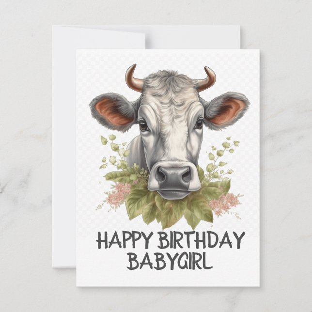 Birthday cow holiday card (Front)