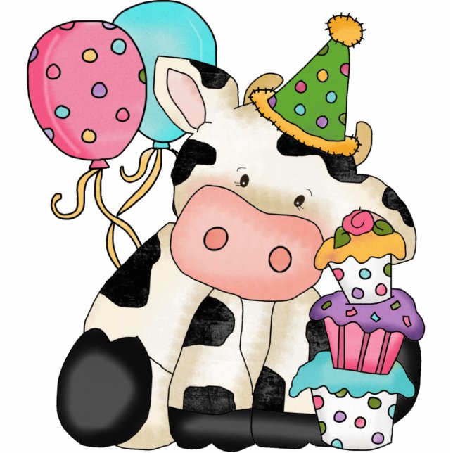 Birthday Cow Sculpture Standing Photo Sculpture (Front)