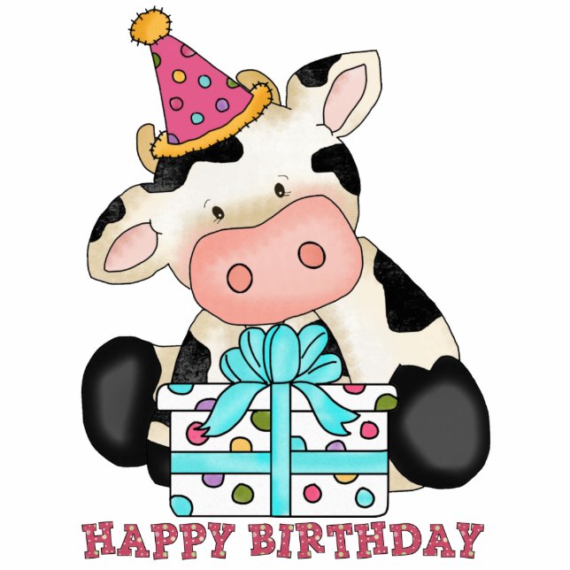 Birthday Cow sculpture Standing Photo Sculpture (Front)