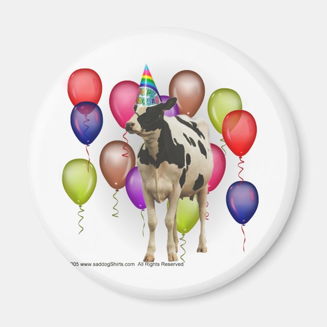 Birthday Cow Theme Party Magnet (Front)