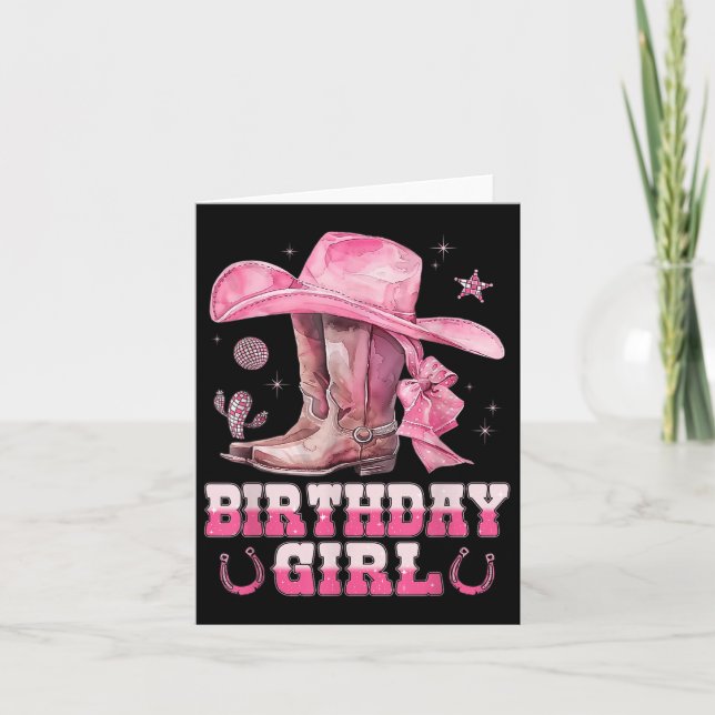 Birthday Cowgirl Western Birthday Girl Party Decor Card (Front)