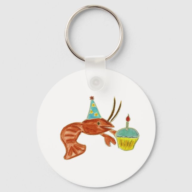 Birthday Crawfish Cupcake Key Ring (Front)