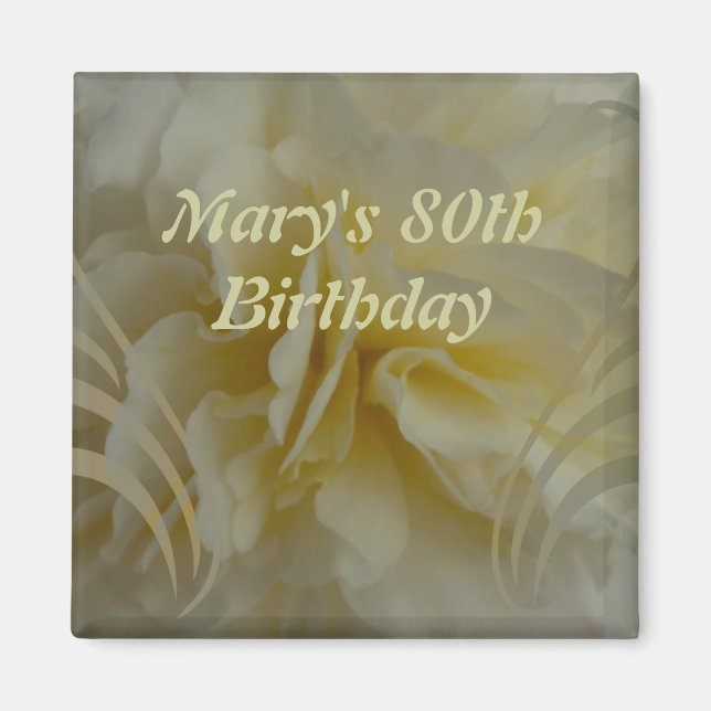 Birthday Cream Floral Swirls Sticker Magnet (Front)