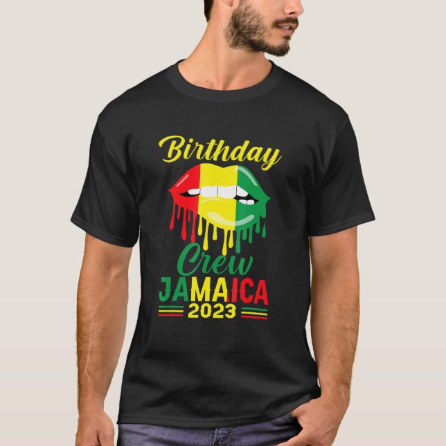 Birthday Crew Jamaica 2023 Girl Party Outfit Match T-Shirt (Front)