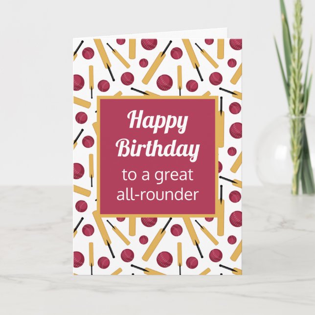 Birthday Cricket Player Personalised Card (Front)