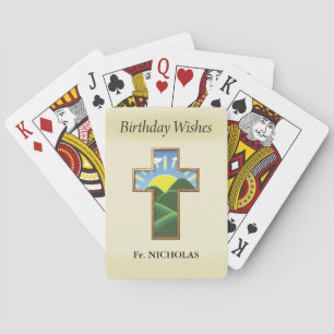 Birthday Cross Priest Personalised Playing Cards