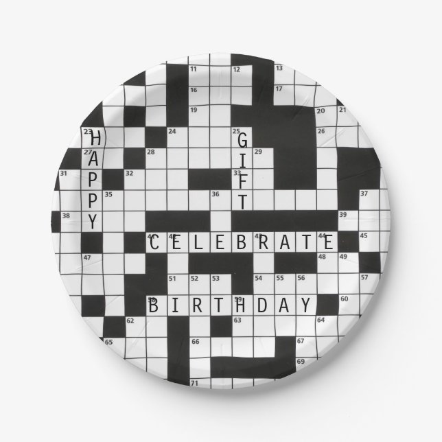 Birthday crossword puzzle paper plate (Front)