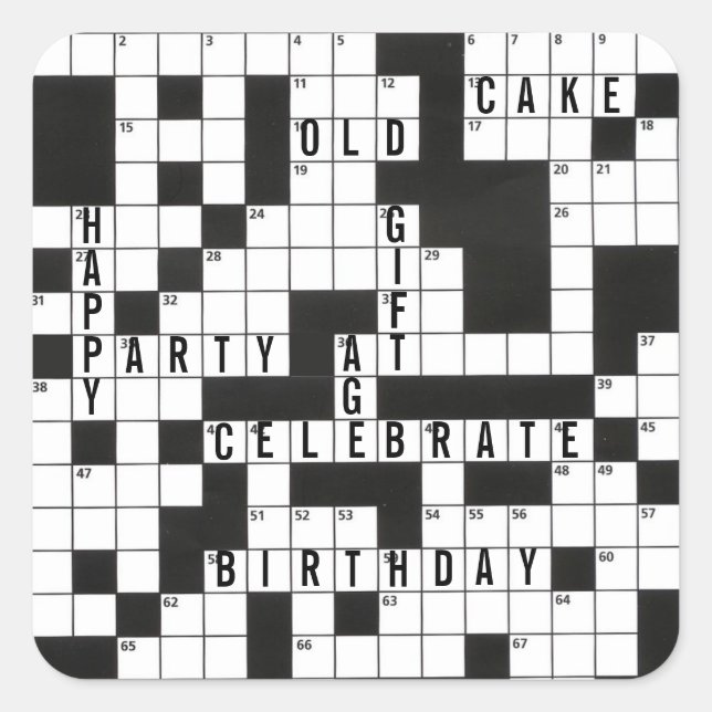 Birthday Crossword Puzzle Square Sticker (Front)