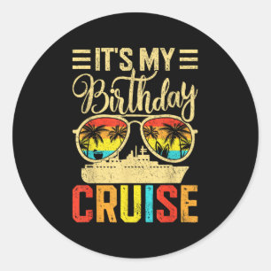 Birthday Cruise 2025 Family Matching Tee Summer Va Classic Round Sticker