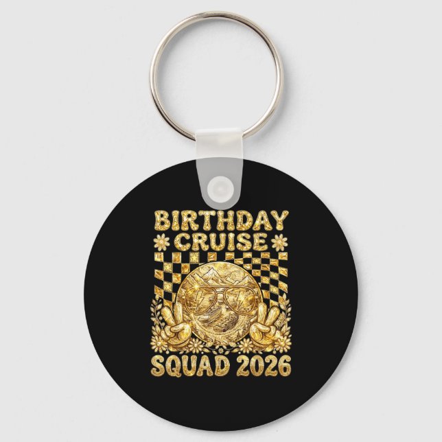 Birthday Cruise Squad 2026 Golden Party Cruising V Key Ring (Front)