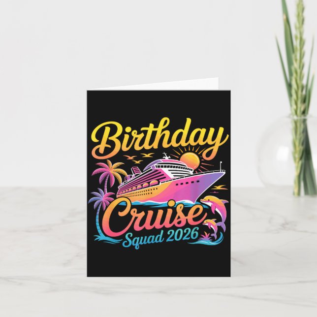 Birthday Cruise Squad 2026 Vacation Summer Trip Fa Card (Front)