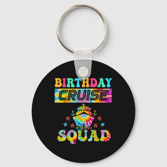 Birthday Cruise Squad Cruising Vacation Matching F Key Ring (Front)