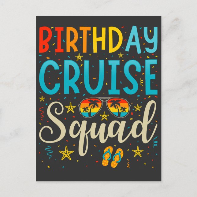 Birthday Cruise Squad Cruising Vacation Postcard (Front)