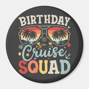 Birthday Cruise Squad Group Family Matching Circle Magnet
