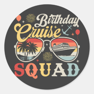 Birthday Cruise Squad Group Family Matching Classic Round Sticker