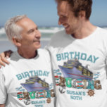 Birthday Cruising Personalised  T-Shirt<br><div class="desc">This design may be personalised in the area provided by changing the photo and/or text. Or it can be customised by clicking Personalise this Template and then choosing the click to customise further option and delete or change the colour of the background, add text, change the text colour or style,...</div>