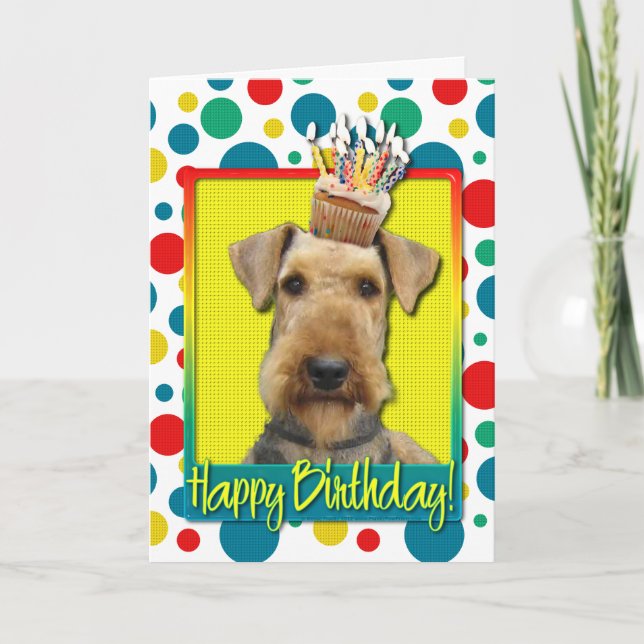 Birthday Cupcake - Airedale Card (Front)