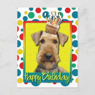 Birthday Cupcake - Airedale Postcard