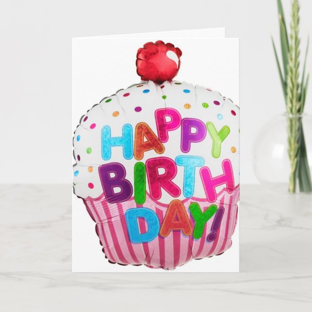 BIRTHDAY CUPCAKE BALLOON CARD (Front)