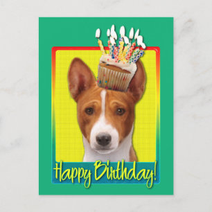 Birthday Cupcake - Basenji Postcard