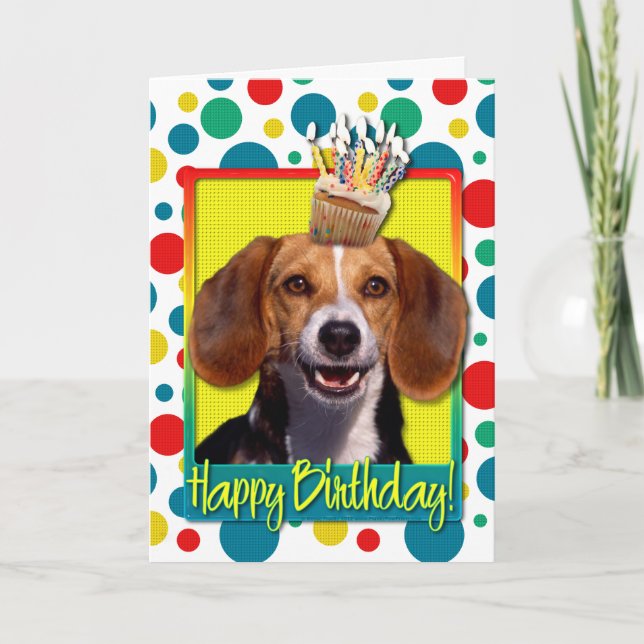Birthday Cupcake - Beagle Card (Front)