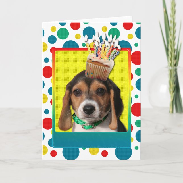 Birthday Cupcake - Beagle Puppy - Chloe Card (Front)