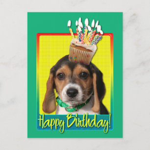 Birthday Cupcake - Beagle Puppy - Chloe Postcard