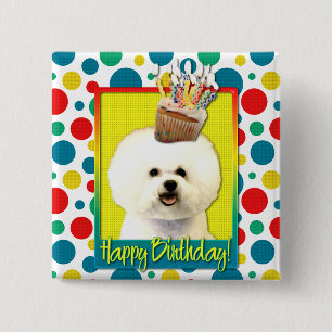Birthday Cupcake - Bichon Frise 15 Cm Square Badge