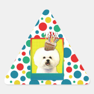 Birthday Cupcake - Bichon Frise Triangle Sticker