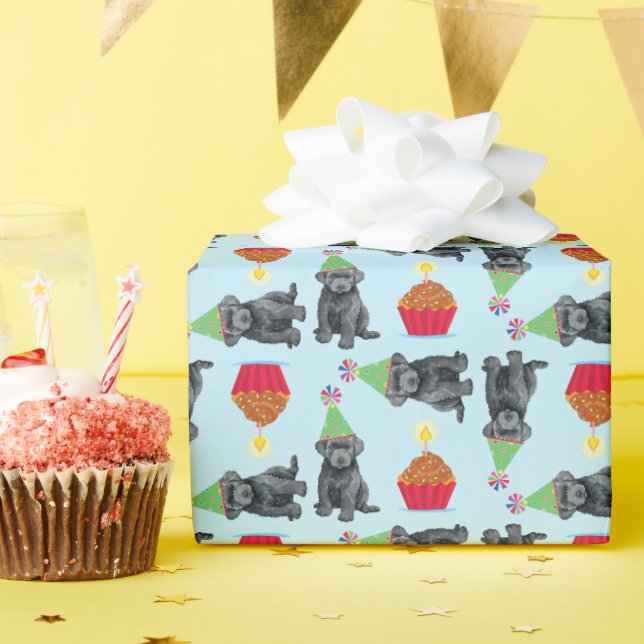 Birthday Cupcake Bouvier des Flandres Wrapping Paper (Birthday Party)
