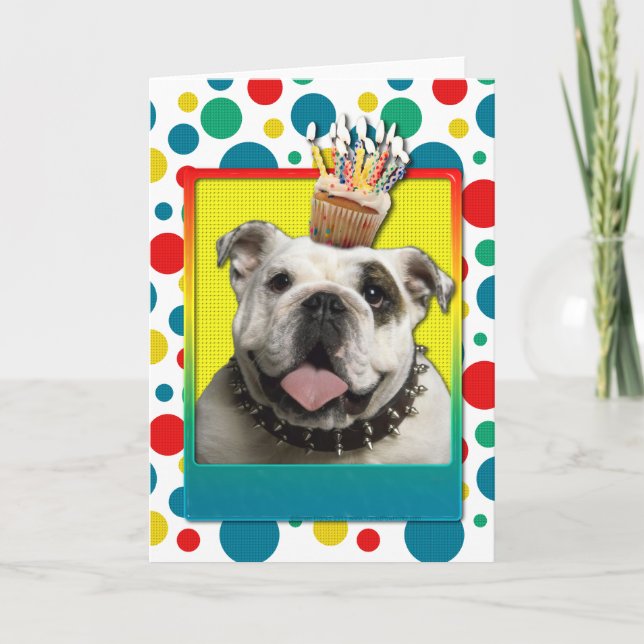 Birthday Cupcake - Bulldog - Light Card (Front)