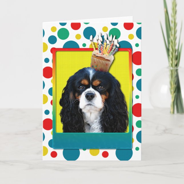 Birthday Cupcake - Cavalier - Tri-Color Card (Front)