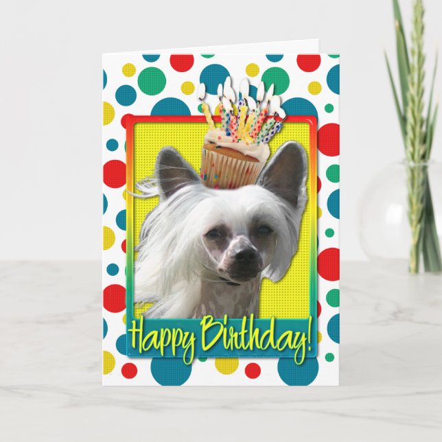 Birthday Cupcake - Chinese Crested - Kahlo Card (Front)