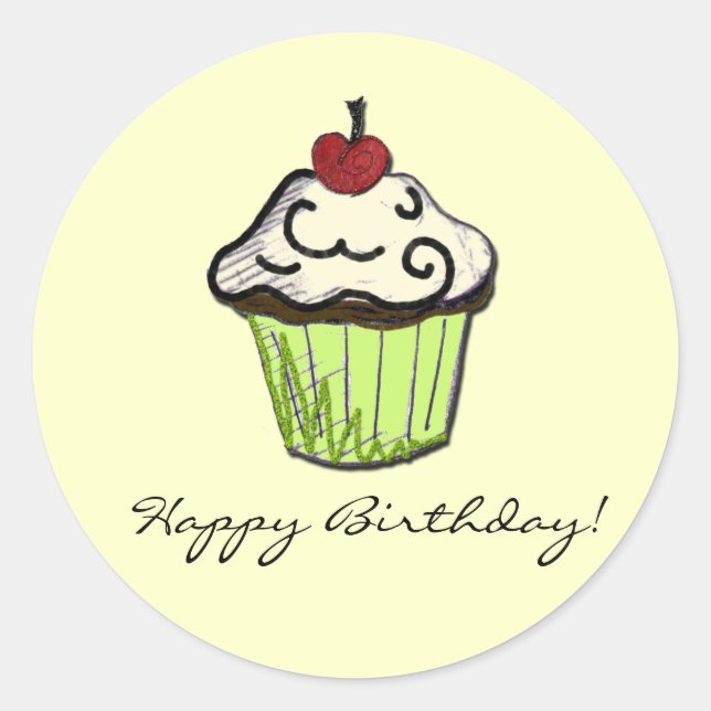 birthday cupcake classic round sticker (Front)