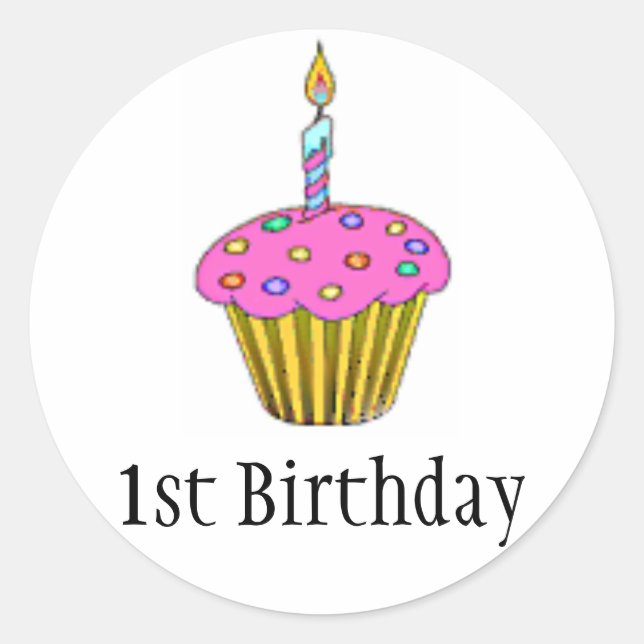 Birthday Cupcake Classic Round Sticker (Front)
