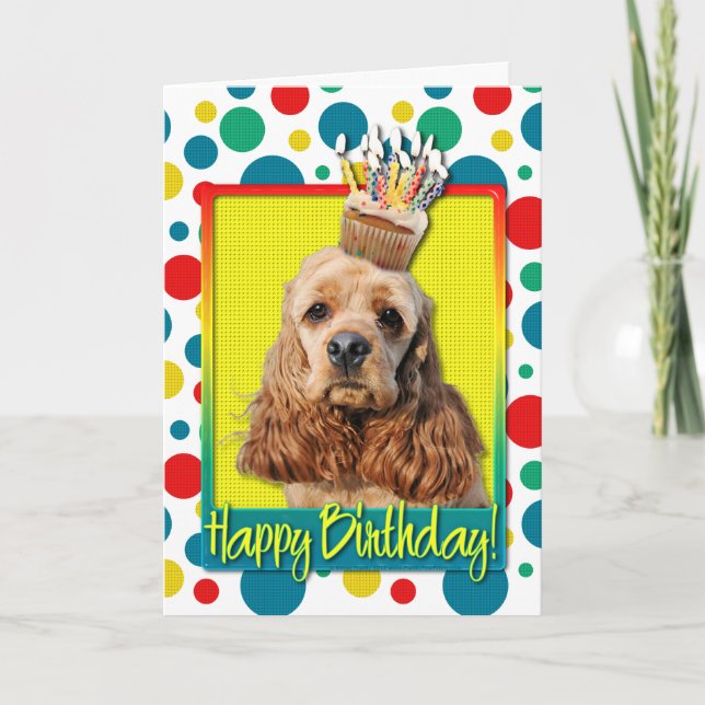 Birthday Cupcake - Cocker Spaniel Card (Front)