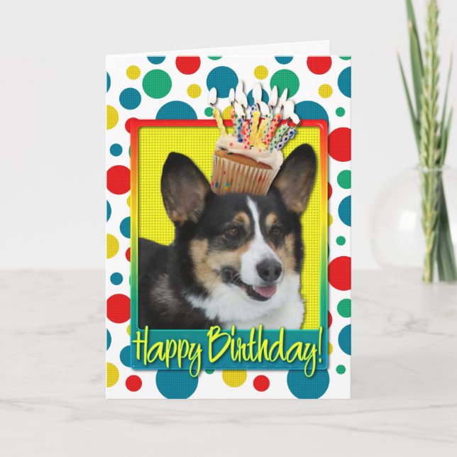 Birthday Cupcake - Corgi Card (Front)