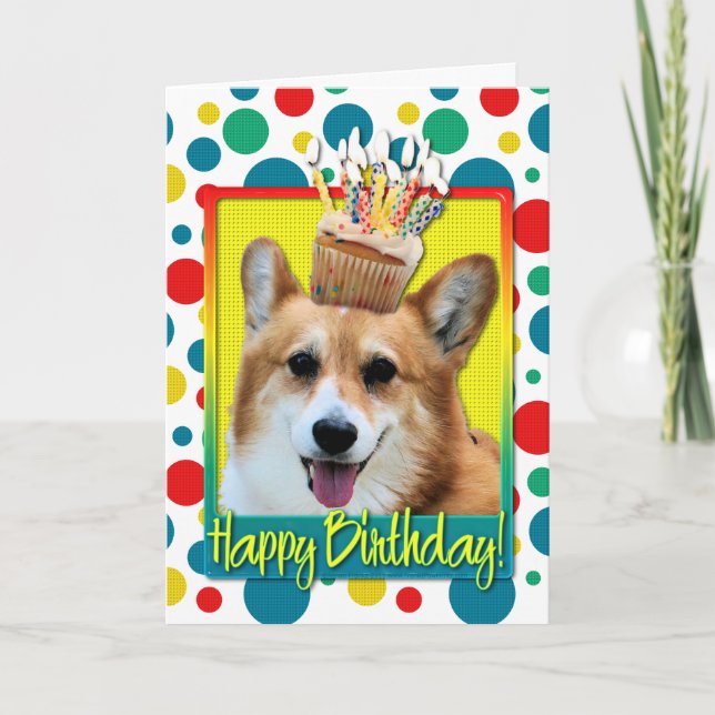 Birthday Cupcake - Corgi - Owen Card (Front)