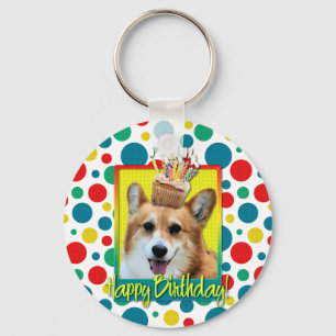 Birthday Cupcake - Corgi - Owen Key Ring