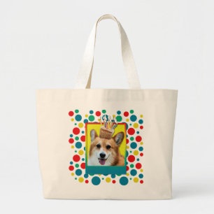 Birthday Cupcake - Corgi - Owen Large Tote Bag