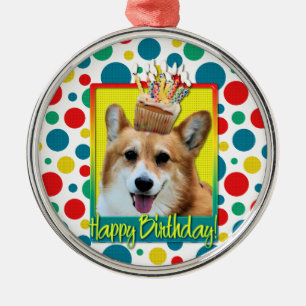 Birthday Cupcake - Corgi - Owen Metal Tree Decoration