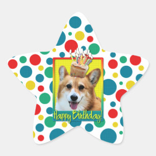 Birthday Cupcake - Corgi - Owen Star Sticker