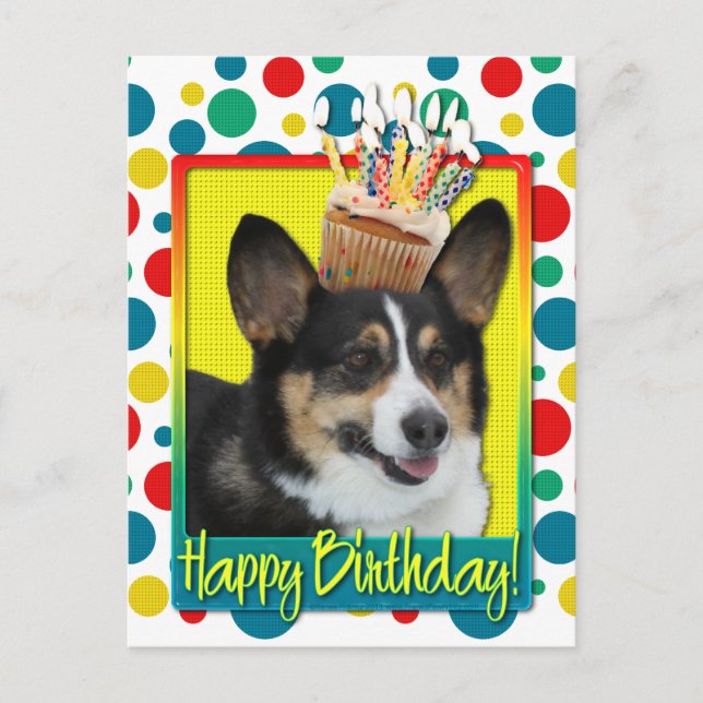 Birthday Cupcake - Corgi Postcard (Front)