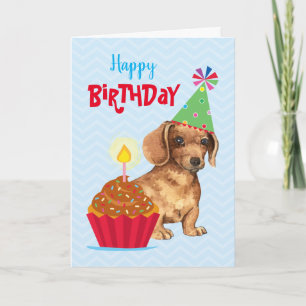 Birthday Cupcake Dachshund Card