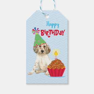 Birthday Cupcake English Setter Gift Tags