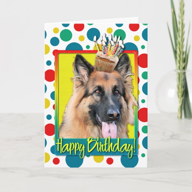 Birthday Cupcake - German Shepherd - Chance Card (Front)